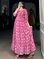 Graceful Pink Digital Printed Georgette Casual Wear Dress