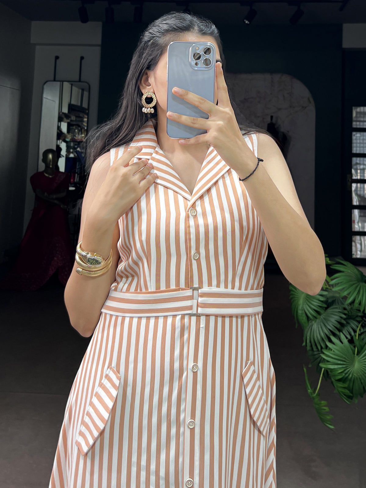 Stylish White Digital Printed Silk Casual Wear Dress
