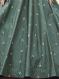 Ravishing Dasty Green Sequins Work Cotton Gown With Jacket
