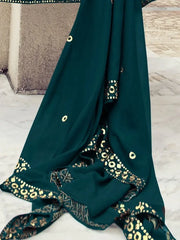 Alluring Rama Sequins Embroidered Party Wear Gown