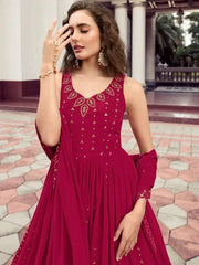 Captivating Pink Sequins Embroidered Gown With Dupatta