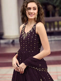 Exquisite Wine Sequins Embroidered Gown With Dupatta