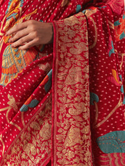 Bewitching Red Weaving Work Silk Bridal Wear Saree With Blouse