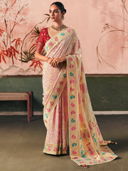 Wonderful Cream Weaving Work Silk Festival Wear Saree With Blouse