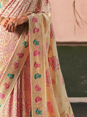 Wonderful Cream Weaving Work Silk Festival Wear Saree With Blouse