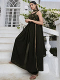 Splendid Olive Embroidered Georgette Readymade Palazzo Suit