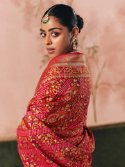 Gorgeous Red Weaving Work Silk Bridal Saree With Blouse