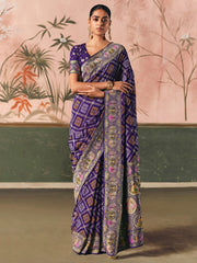 Glamorous Purple Weaving Work Silk Bridesmaid Saree With Blouse
