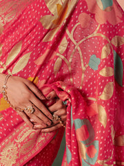 Elegant Red Weaving Work Silk Engagement Saree With Blouse