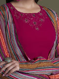 Fascinating Deep Pink Georgette Crop Top Palazzo With Jacket