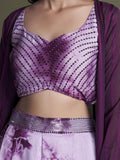 Captivating Lavender Shibori Printed Silk Ready-Made Crop Top Palazzo