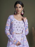 Alluring Lavender Georgette Ready-Made Crop Top Palazzo With Jacket