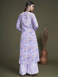 Alluring Lavender Georgette Ready-Made Crop Top Palazzo With Jacket