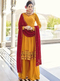 Ravishing Mustard Sequins Georgette Ceremony Wear Salwar Kameez