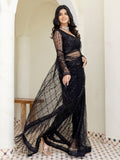 Stylish Black Net Sequins Embroidered Party Wear Saree With Blouse
