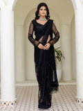 Stylish Black Net Sequins Embroidered Party Wear Saree With Blouse