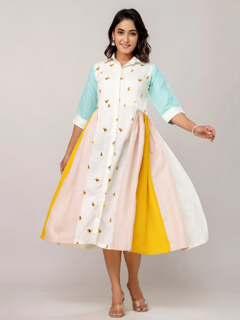 Beautiful White Cotton Embroidered Casual Wear Kurti