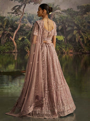 Mesmerizing Mauve Net Sequins Bridesmaid Lehenga Choli With Dupatta
