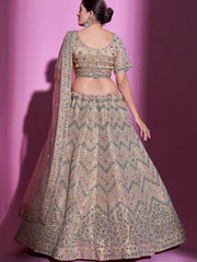Incredible Beige Mirror Work Gota Silk Lehenga Choli