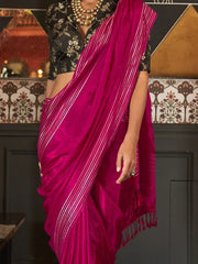 Captivating Pink Weaving Silk Event Wear Saree With Blouse