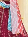 Astonishing Dark Pink Sequins Work Georgette Lehenga With Printed Dupatta