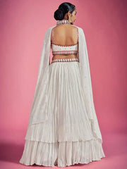 Engrossing White Multicolored Embroidery Marriage Wear Lehenga Choli
