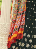 Spectacular Dark Green Sequins Work Georgette Lehenga With Printed Dupatta