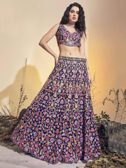 Enchanting Blue Hand Work Soft Net Ceremony Wear Lehenga Choli