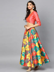 Multi Color Floral Jacquard Party Wear Lehenga Choli With Dupatta