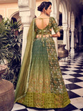 Stunning Green Thread Embroidered  Silk Wedding Wear Lehenga Choli