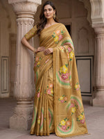 Magnetic Golden Dori Embroidery Silk Wedding Wear Saree With Blouse