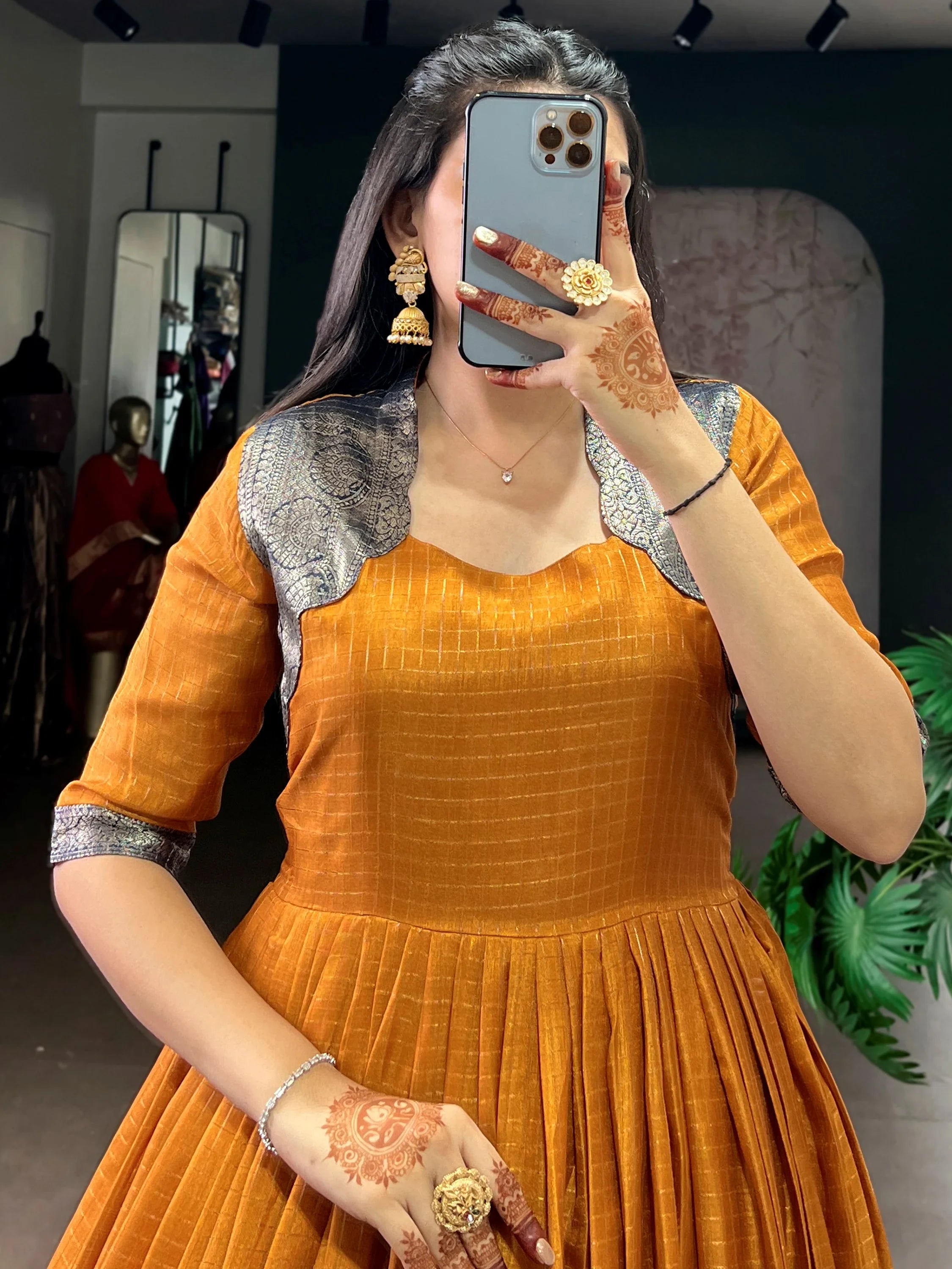 Incredible Mustard Yellow Zari Weaving Silk Function Wear Gown