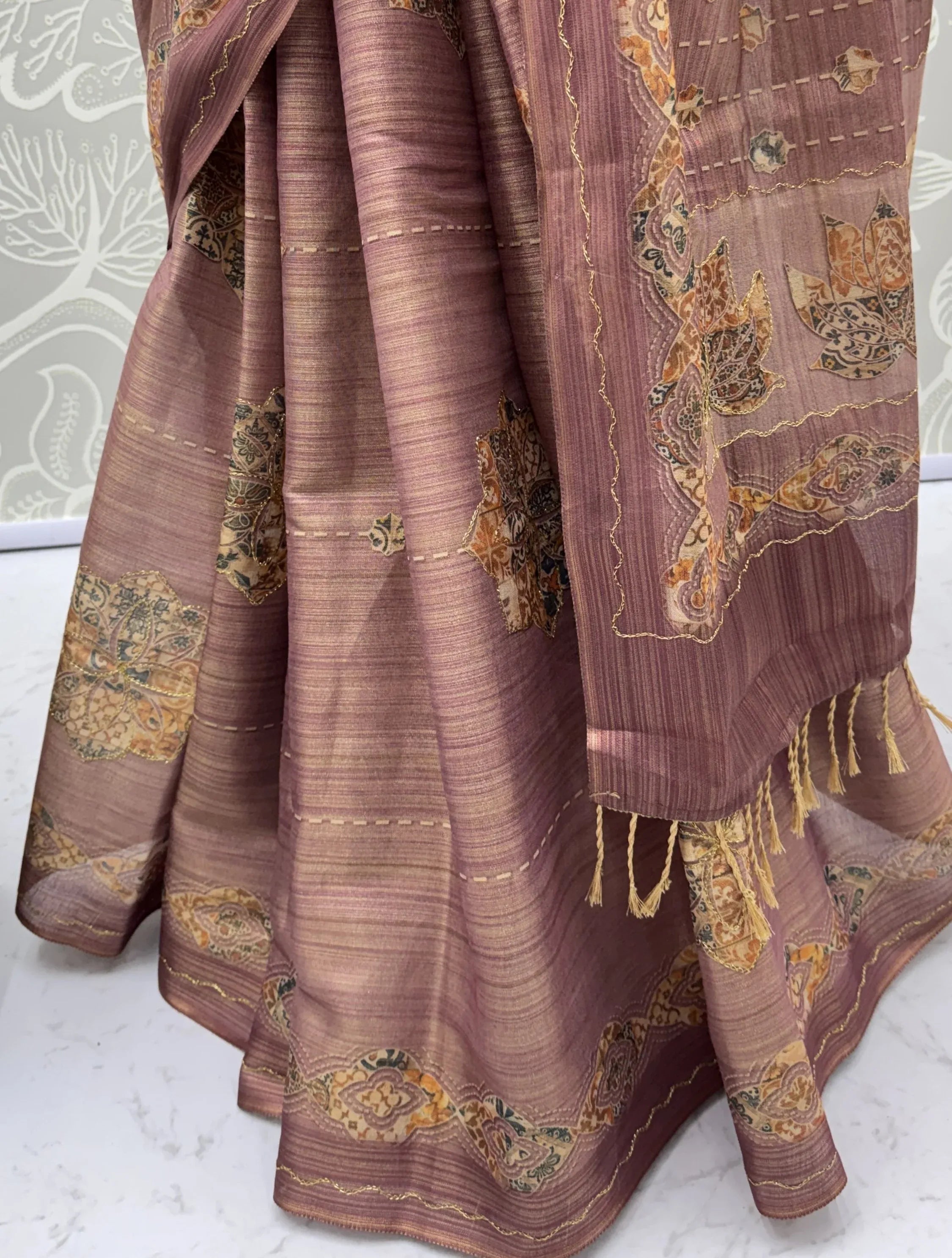 Gorgeous Mauve Dori Work Silk Festive Wear Saree With Blouse