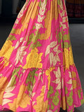Mesmerizing Pink Floral Printed Silk Festival Wear Gown