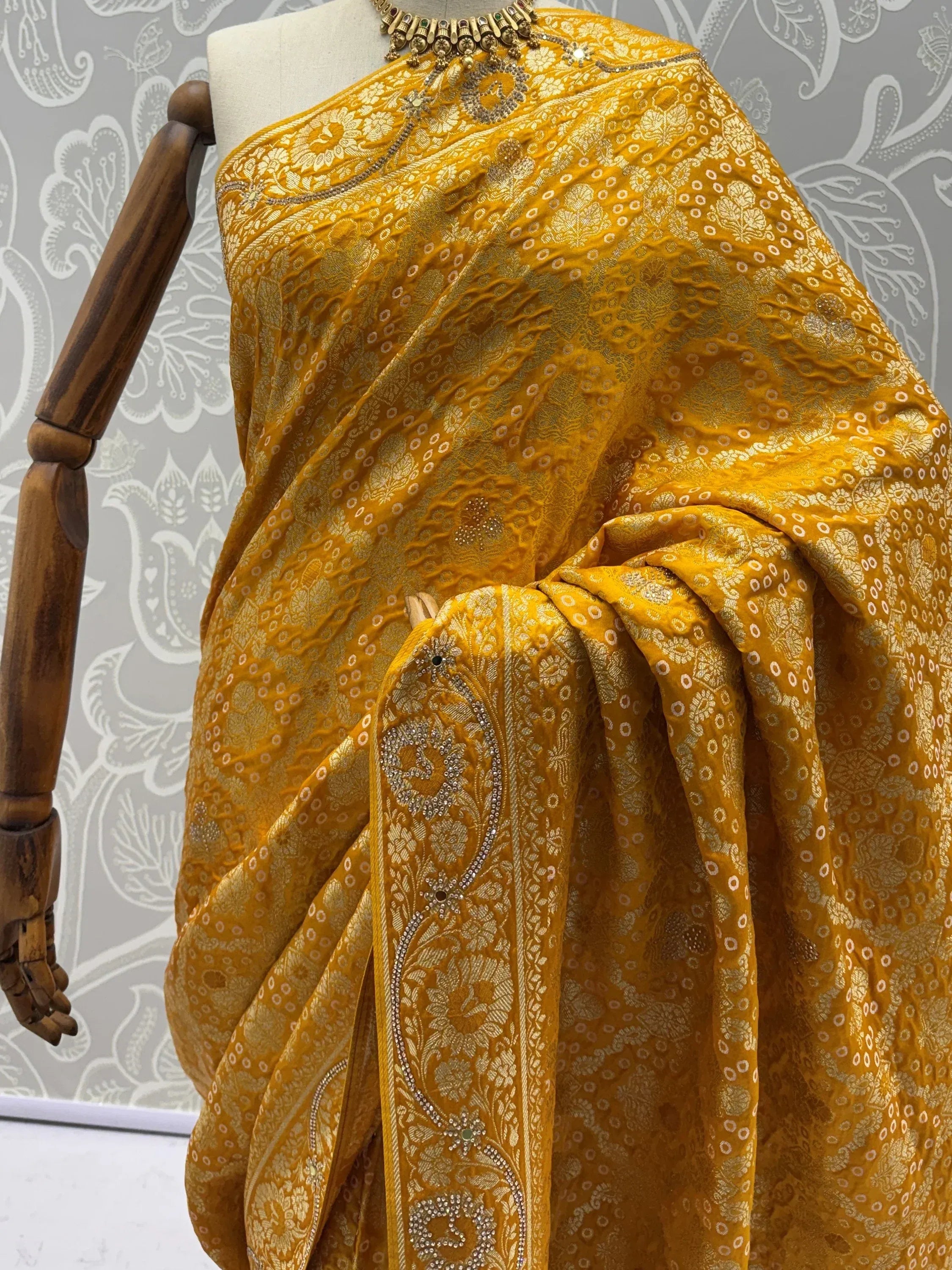 Alluring Mustard Yellow Zari Work Silk Event Wear Saree With Blouse