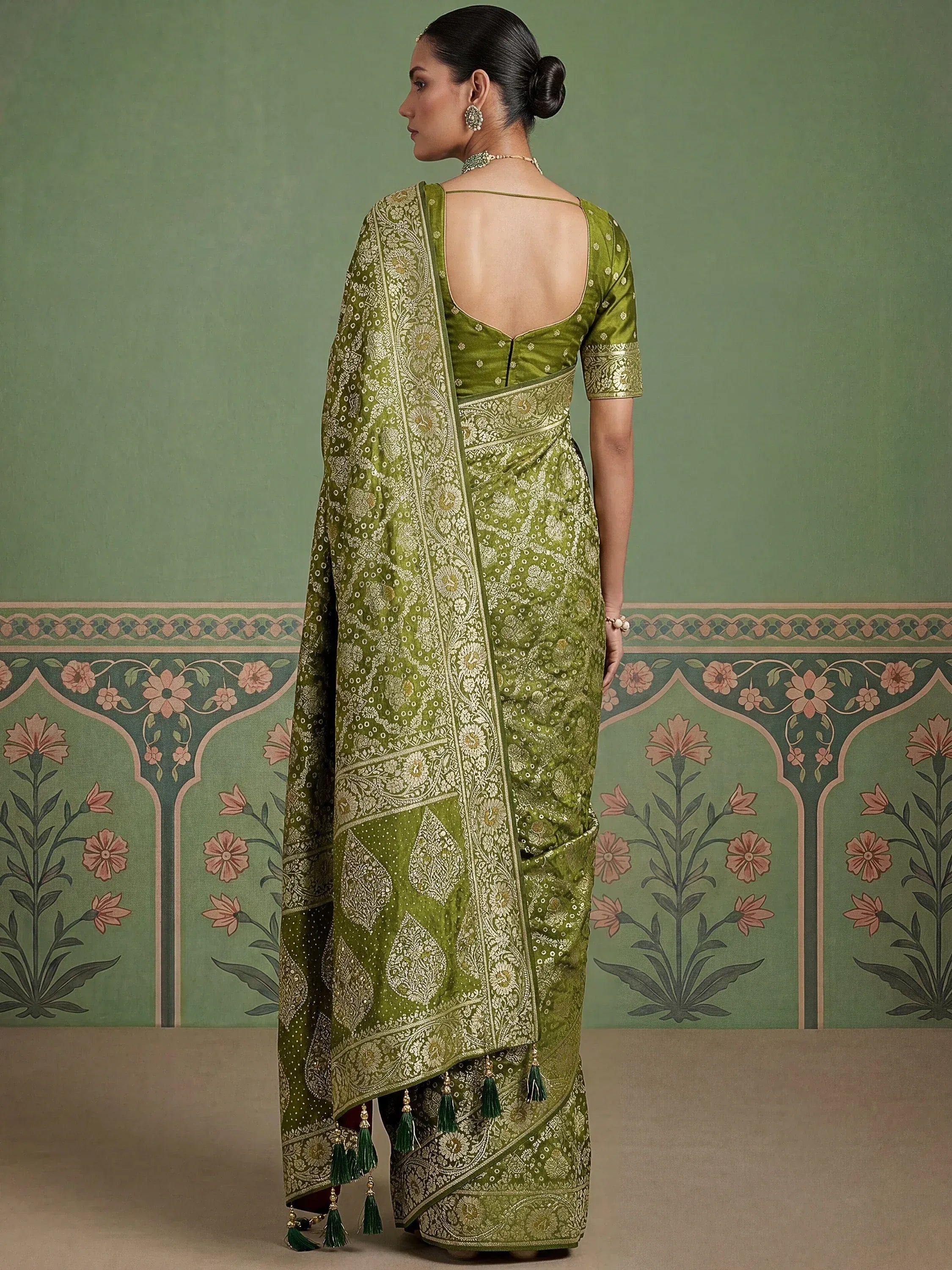Dreamy Green Banarasi Work Silk Marriage Wear Saree With Blouse
