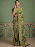 Dreamy Green Banarasi Work Silk Marriage Wear Saree With Blouse