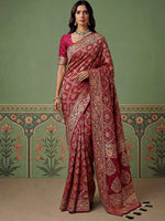 Fascinating Rani Pink Zari Work Silk Wedding Wear Saree With Blouse