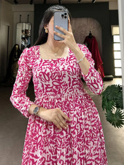 Bewitching Pink Digital Printed Georgette Festival Wear Gown