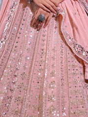 Exquisite Baby Pink Sequines Georgette Party Wear Lehenga Choli