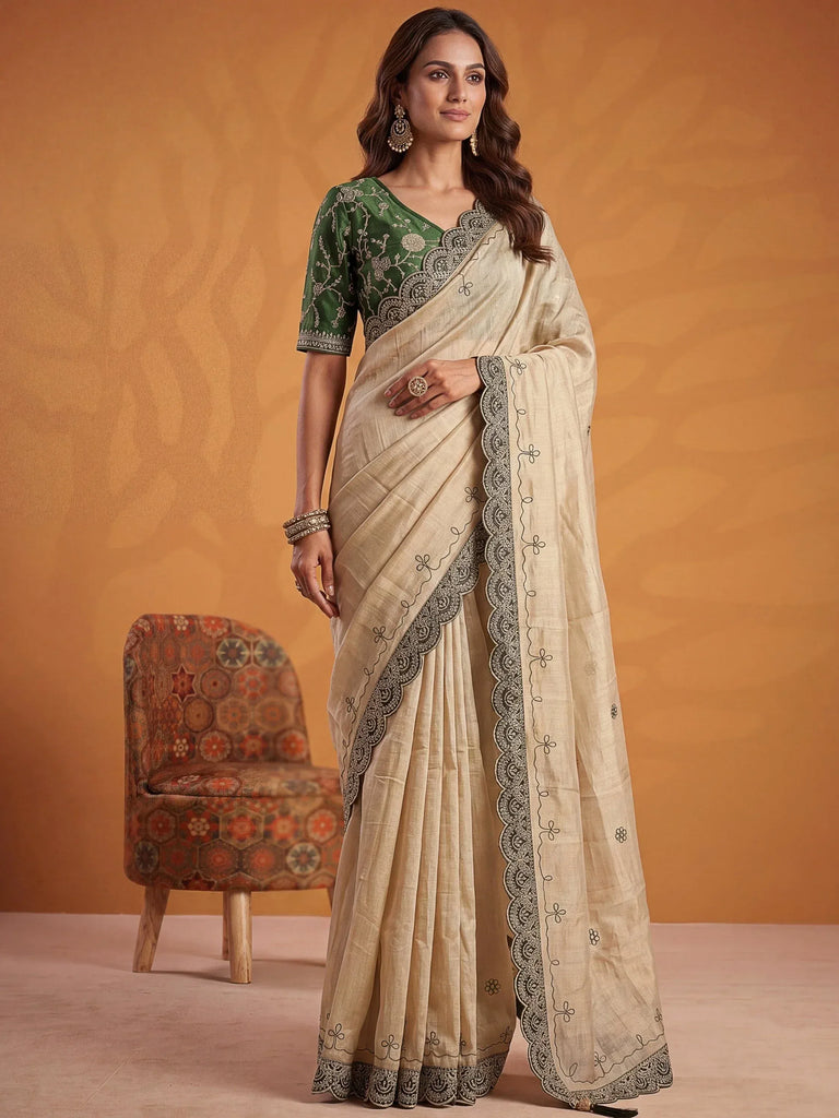 Alluring Green Dori Embroidery Silk Marriage Wear Saree With Blouse
