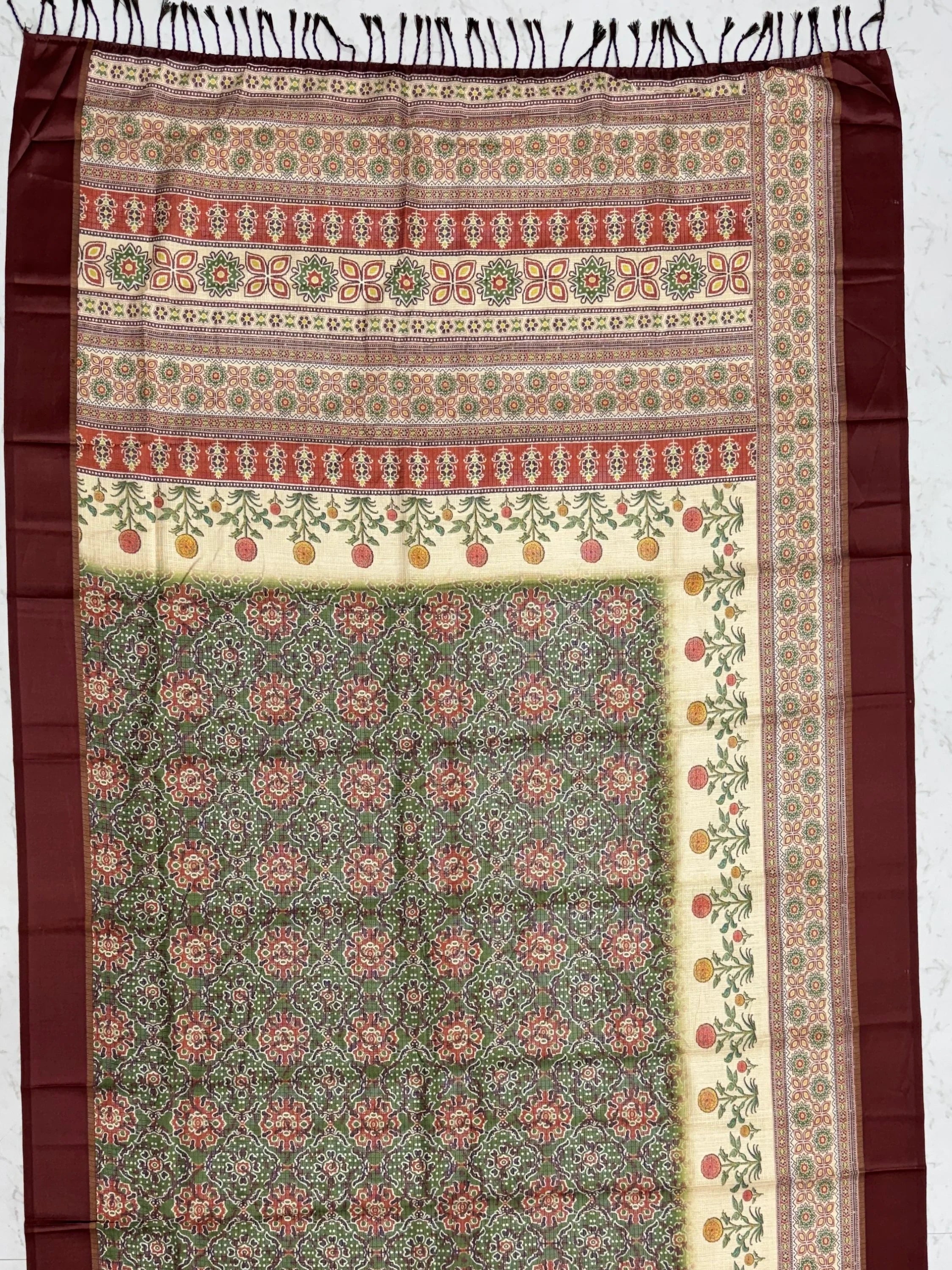 Precious Green Digital Printed Silk Marriage Wear Saree With Blouse