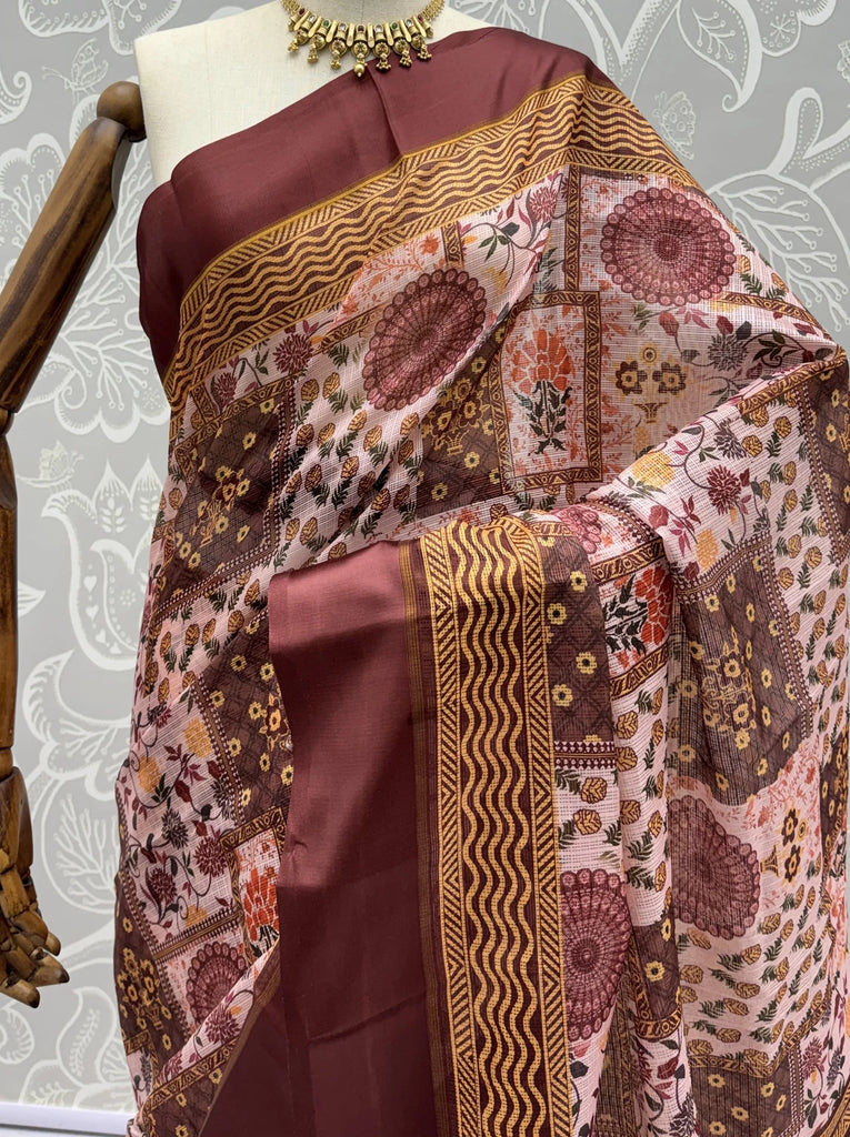 Mesmerizing Pink Floral Printed Silk Marriage Wear Saree With Blouse
