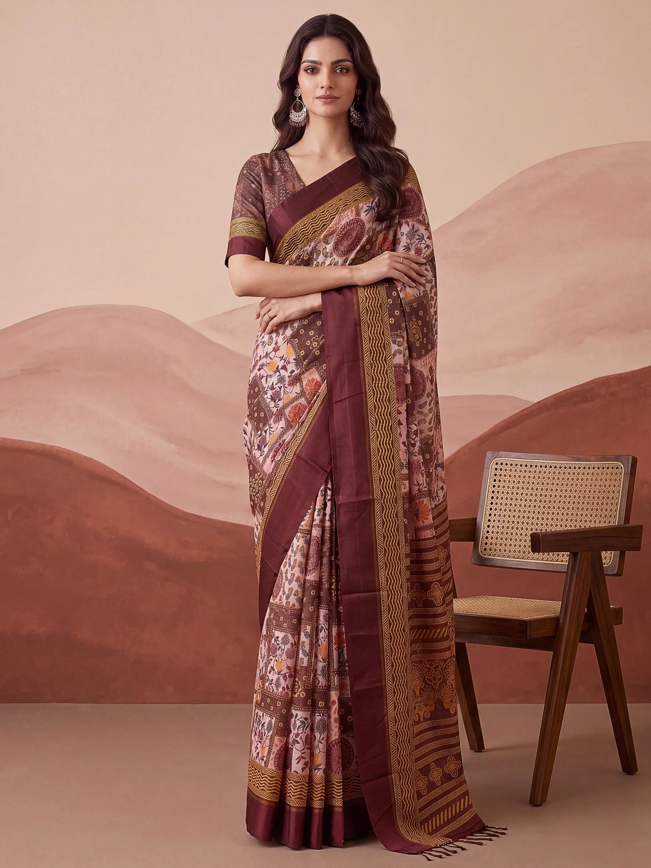 Mesmerizing Pink Floral Printed Silk Marriage Wear Saree With Blouse