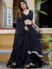 Captivating Black Laheriya Print Georgette Wedding Lehenga Choli