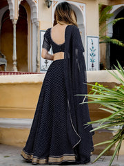 Captivating Black Laheriya Print Georgette Wedding Lehenga Choli