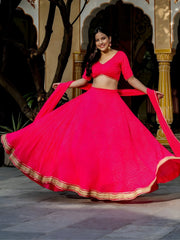 Astounding Pink Leheriya Georgette Bridesmaid Lehenga Choli