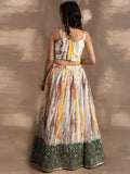 Enchanting White & Green Sequins Chinon Festival Wear Lehenga Choli