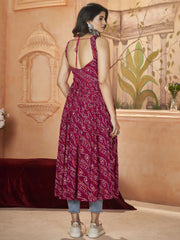 Incredible Rani Color Embroidered Rayon Navratri Wear Kurti