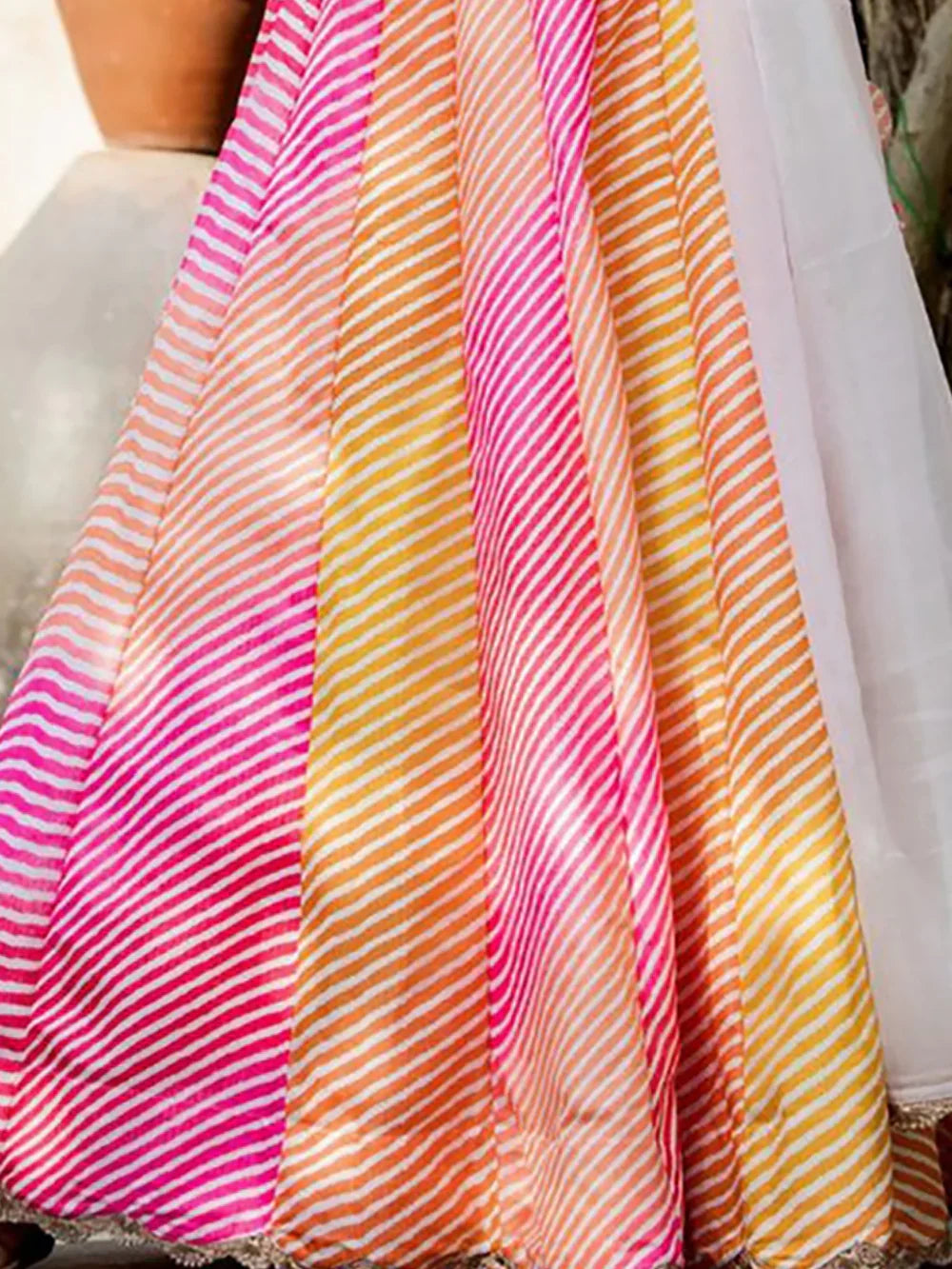 Pretty Multi-Color Leheriya Printed Art Silk  Sangeet Wear Lehenga Choli